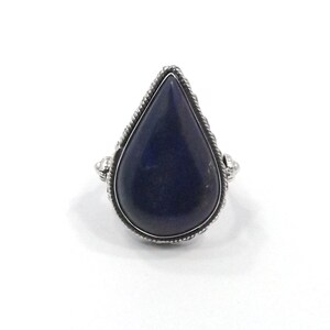 Natural Lapis lazuli 925 sterling silver handmade ring*Unisex ring*Handcrafted ring*Solid silver ring*Designer ring*Middle finger ring