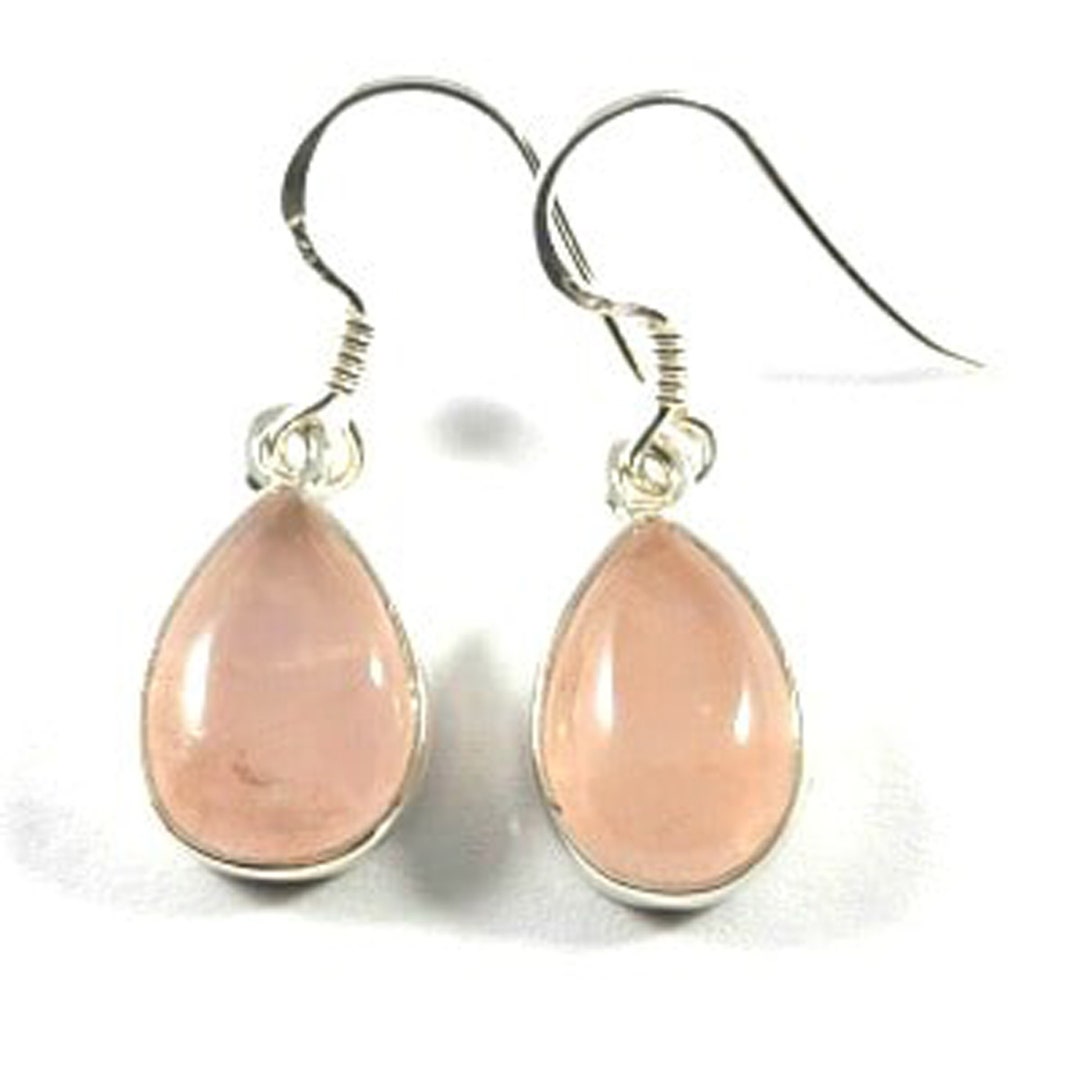 Rose Quartz Earrings Rose Quartz Silver Jewelry Pear Shape Rose Quartz ...