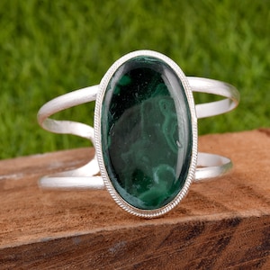 Gorgeous MALACHITE adjustable bracelet/cuff bangle; sterling silver Bracelet ; Malachite cuff bangle; HANDMADE gemstone bracelet*****