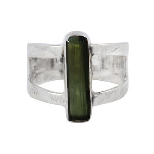 Green Tourmaline Ring - Tourmaline Pencil Ring - Sterling Silver Green Tourmaline Jewelry - Gemstone Handmade Jewelry - Bridesmaid Gift Ring