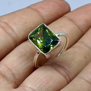 Green Peridot 925 Sterling Silver Ring, Handmade Jewelry, Unique Gift For Women, Green Gemstone Ring, Perfect Gift For Birthday Anniversary