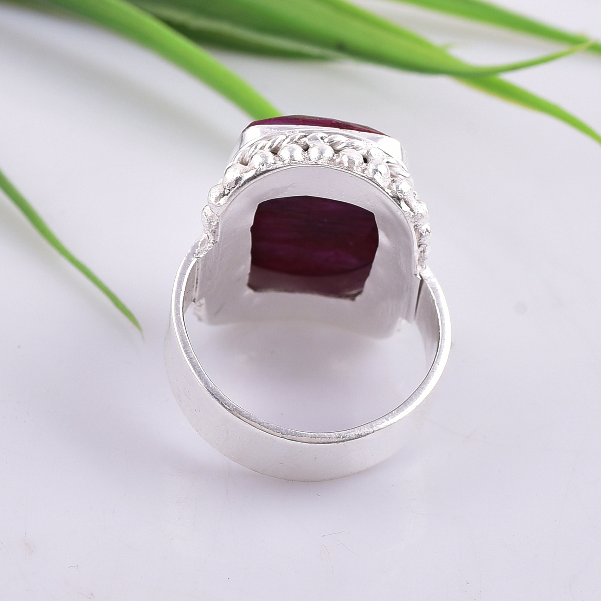 Silver Beryl Rings Solid Silver Red Beryl Ring*boho Statement Ring* Red Beryl Sterling ...