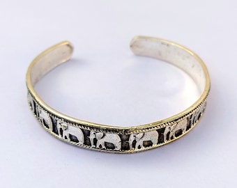 Handmade 925 Sterling Silver Elephant Bangle ! adjustable Oxidized Minimalist Style