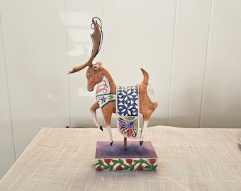 Jim Shore Dash Away Reindeer With Blue Blanket - Heartwood Creek - Original box