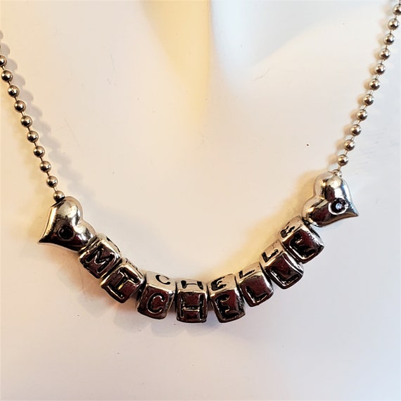 Silver Toned Personalized Michelle Necklace With … - image 1