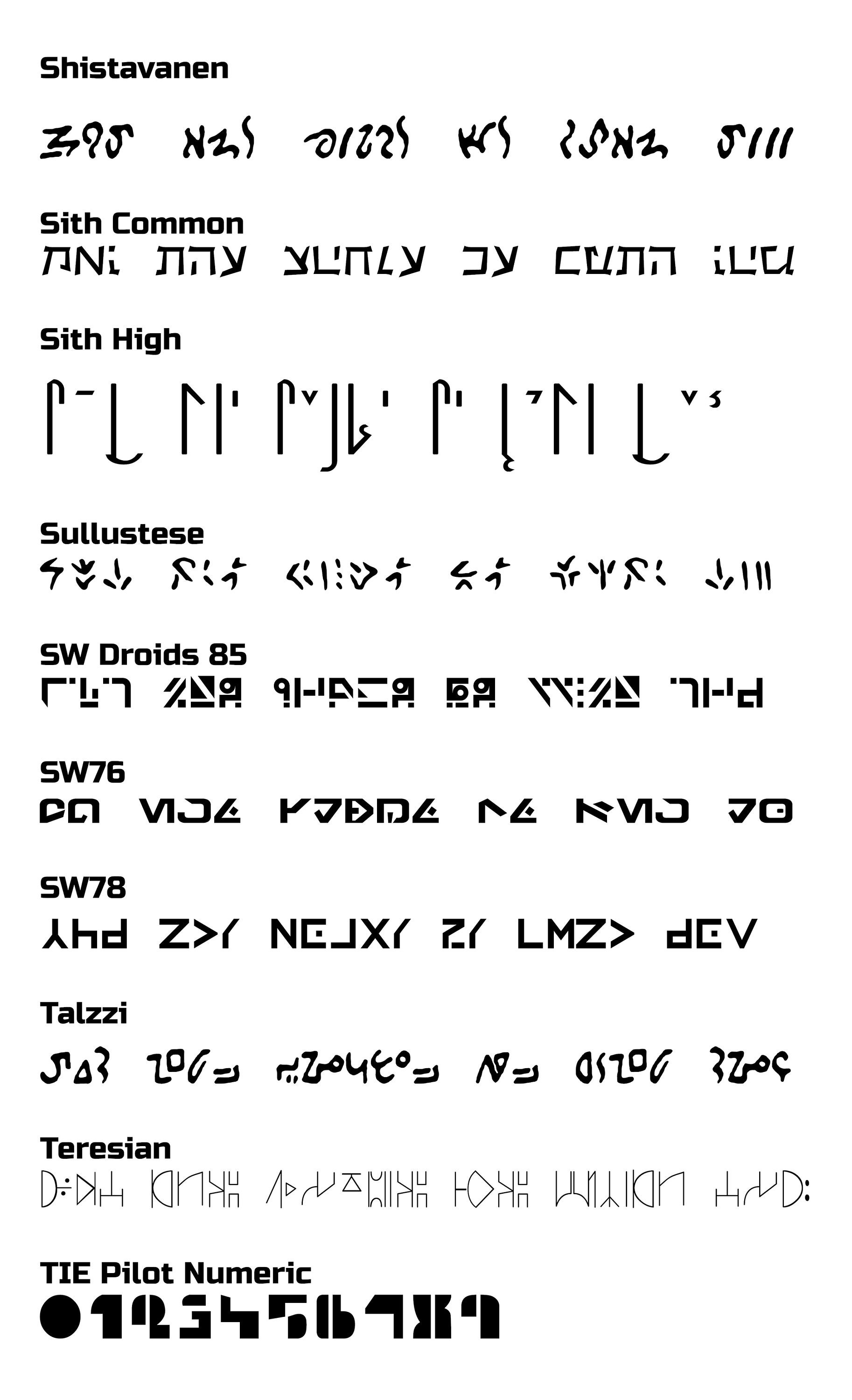 Star Wars Alien Language Font Bundle Educational Hobby TTF Etsy