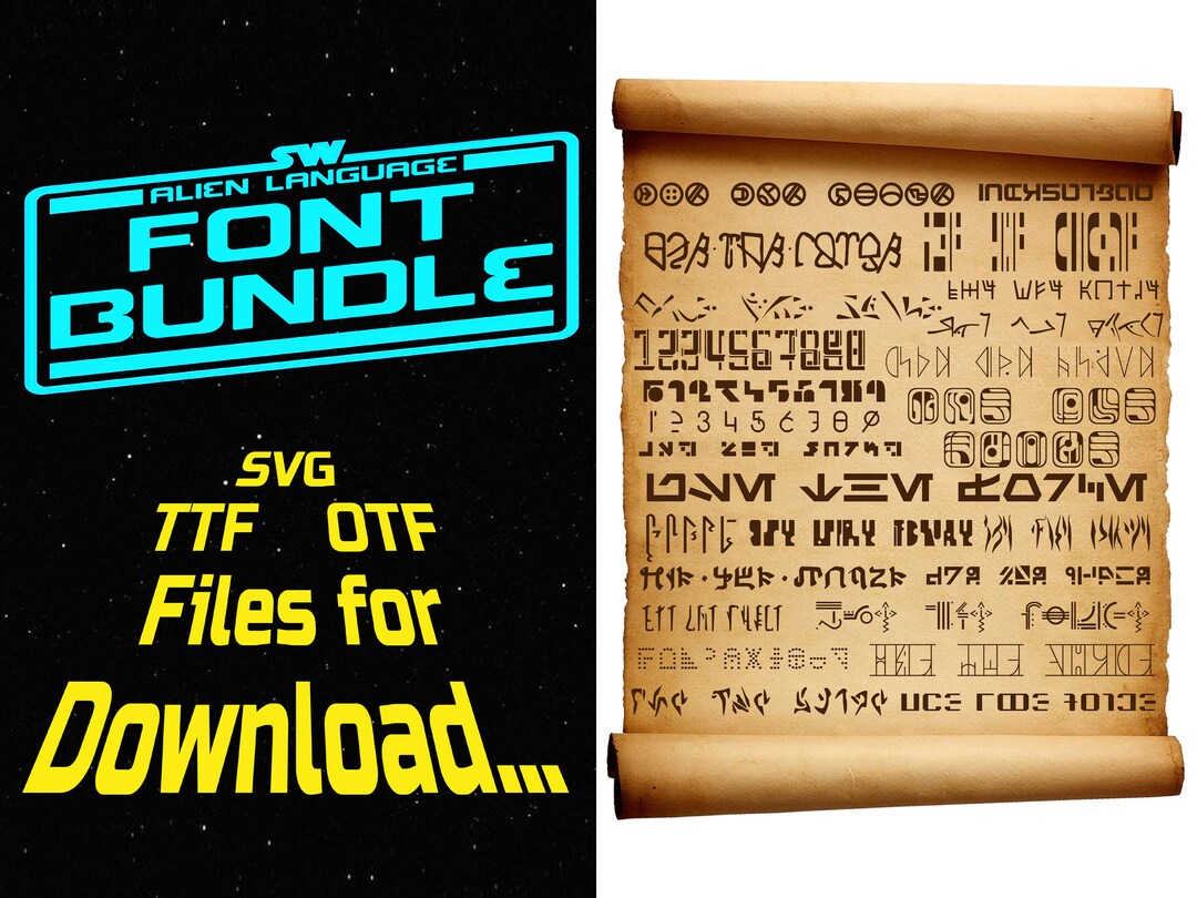 Star Wars Inspired Alien Language Font Bundle, Alphabet, Educational