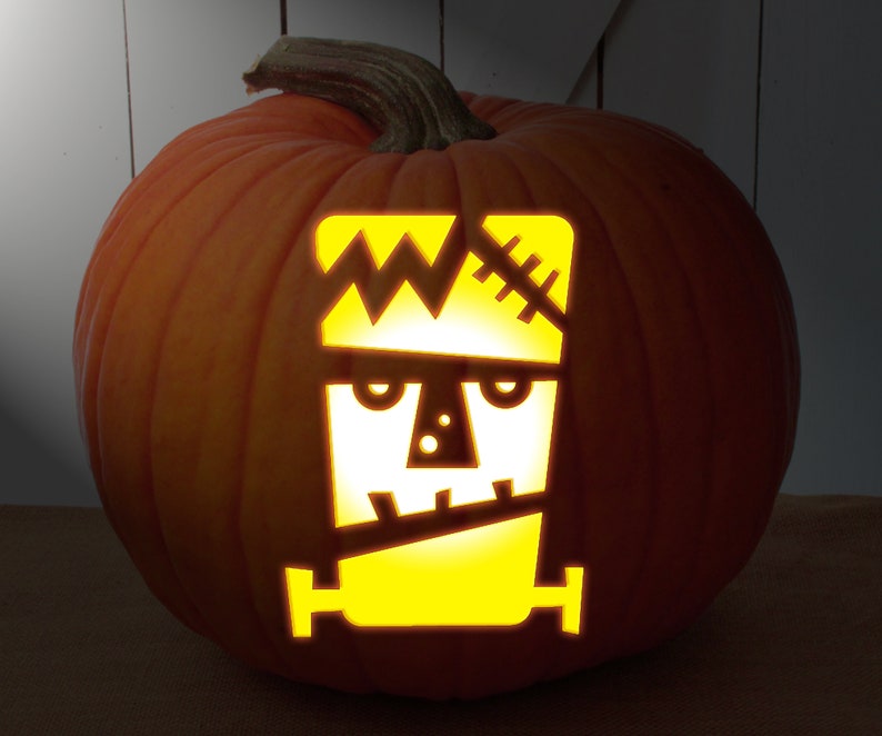 Mylar Halloween STENCIL Frankenstein Cartoon for Pumpkin | Etsy