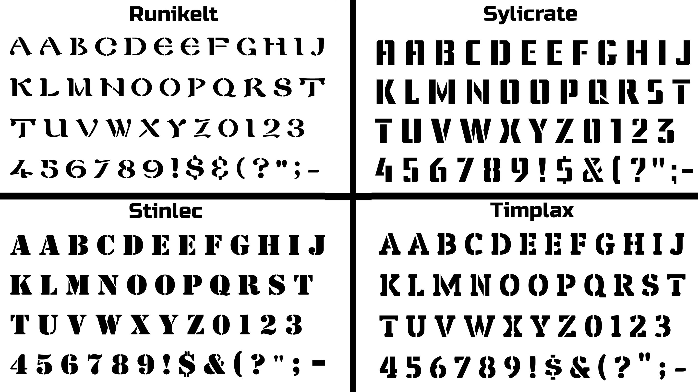 Stencil Set Mylar Alphabet Numbers Punctuation 20 Fonts 11 Etsy