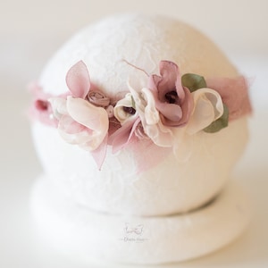Headband christening/wedding flower girl wreath/newborn props/children's photo props