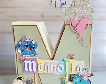 3D Letters /Personalized 3d Letters l magical land Birthday Party/ mouse, bear, elephants, blue, princess, pumpkin, birds, slippery