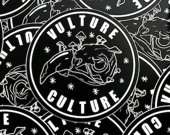 Sticker Halloween - Sticker cercle culture vautour - Sticker crâne d'oiseau - Sticker art gothique sombre - Sticker fantasmagorique sorcière