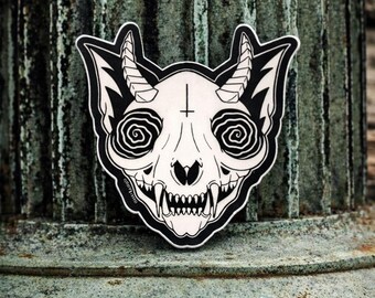 Sticker autocollant Nyx The Hell Cat Die-Sticker chat gothique-Sticker tête de mort de chat-Sticker bizarrerie-Sticker effrayant Halloween-Sticker chat démon