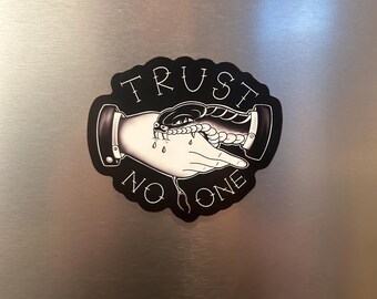 Trust No One Snake Fridge Magnet | Gothic Kitchen Decor | Alternative Home Decor | Dark Art Refrigerator Magnet | Western Goth