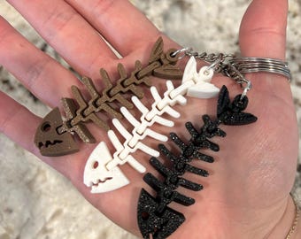 Porte-clés Bonefish squelette, porte-clés articulé poisson imprimé en 3D, jouet anxieux agité, cadeau de pêche pour homme, porte-clé sensoriel