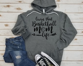 Livin that BASKETBALL mom life - unisex fleece hoodie. basketball season, basketball mom, game day shirt, team spirit basketball mom tee