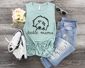 Doodle mama - womens muscle tank. dog mom shirt, dog mom, dog lover shirt, dog person shirt, dog shirts for women, dog lover gift,doodle mom