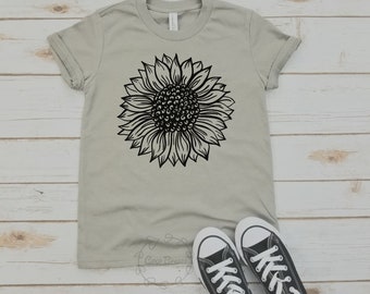 Sunflower - unisex youth tshirt. sunflower shirt, floral shirt, indie shirt, garden shirt, womens fall shirt, sunflower tshirt, wildflower