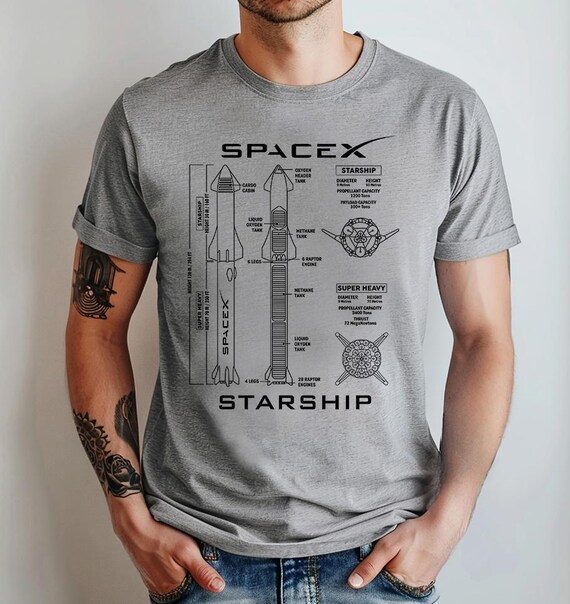 Blueprint Unisex Tshirt, Super Heavy Starship Booster