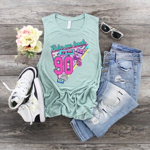 Take me back to the 90s - womens muscle tank. Vintage Back To 90s, Retro Nostalgia 90s Shirt, Cassette Shirt, 90s Party Costume, Retro