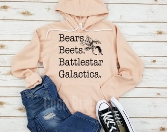 Bears BEETS battlestar galactica - unisex fleece hoodie. the office tv show, michael scott, dwight schrute, jim halpert, the office quote