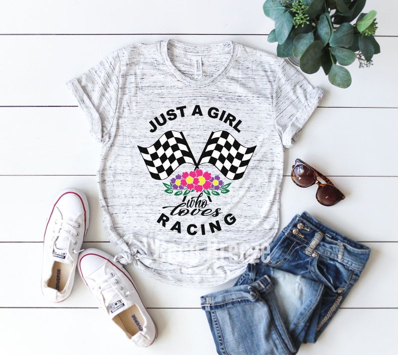 Just a GIRL Who Loves Racing Unisex Tshirt. Checkered Flag - Etsy
