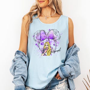 Rapunzel Watercolor Minnie - Comfort Colors Tank, Tangled Shirt, Disney Girls Trip tee, Tangled Princess, Magic kingdom Princess Rapunzel