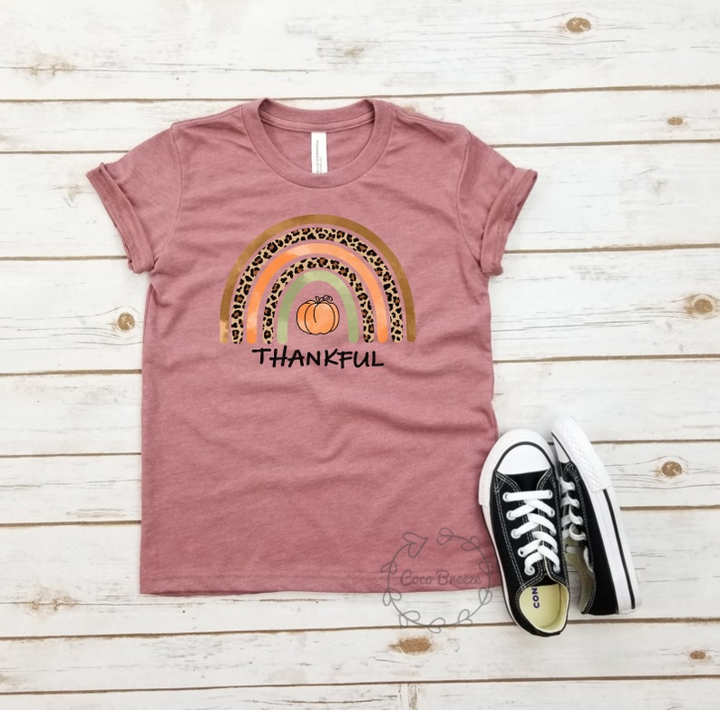thanksgiving shirts unisex youth tshirt thanksgiving shirt Thankful Rainbow give thanks shirts funny thanksgiving family matching