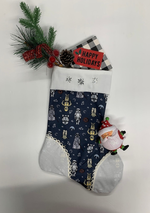 Christmas home decor Personalized Christmas Stocking Decorative Stocking embroidered stocking Star Wars Stocking R2D2 Stocking