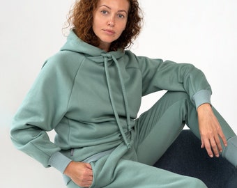 Two Piece Set for Women, Soft Cotton Tracksuit, Hoodie Oversized Set, Fall Womens Work from Home Loungewear DIVIAN