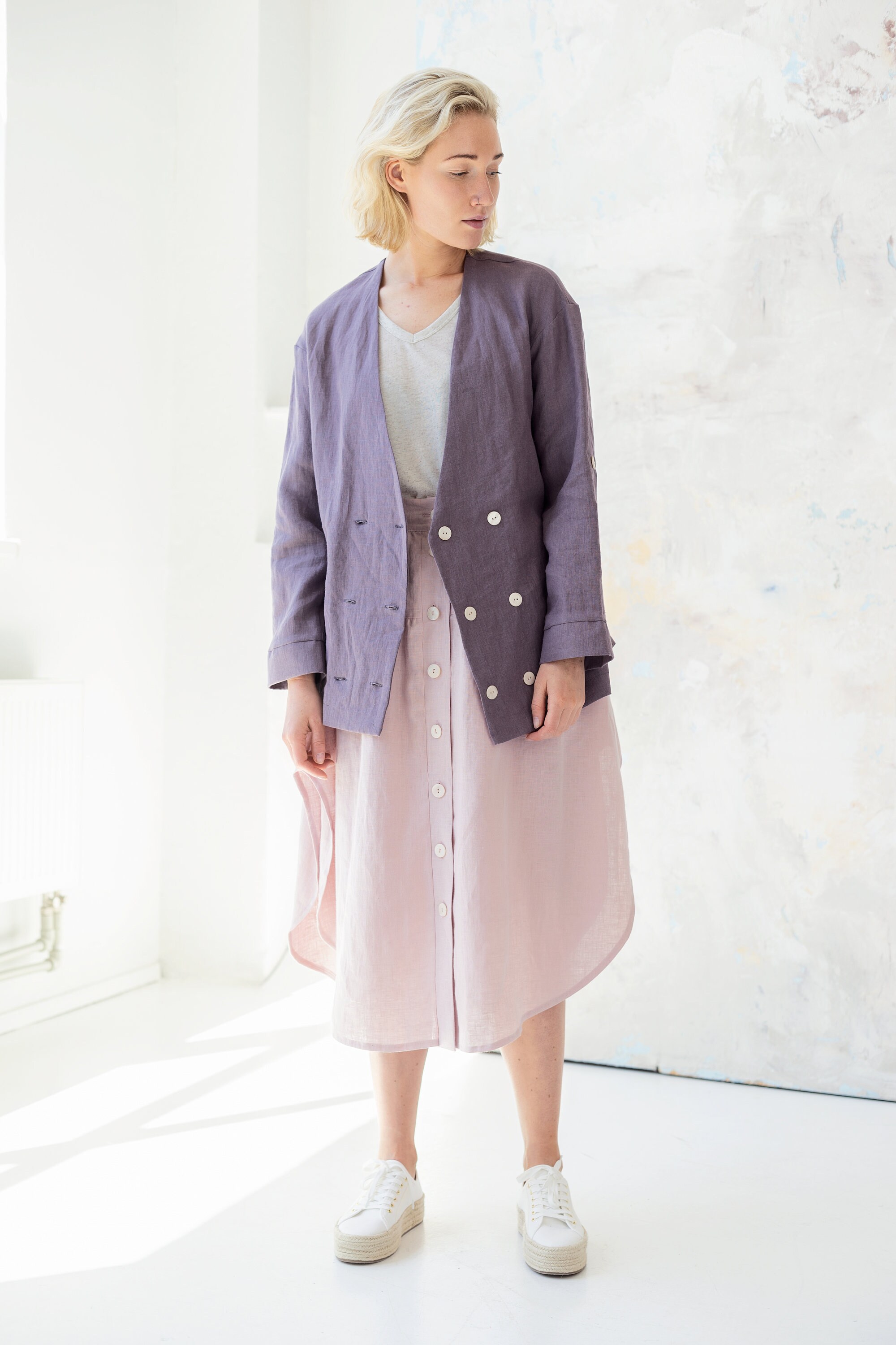 Yellow Linen Jacket Drop Shoulder Jacket Fall Jacket Womens Etsy