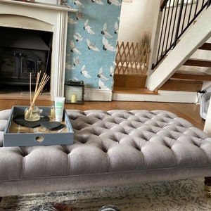 Oxford, Chesterfield Deep buttoned Footstool, Coffee table 100 cm x 54 cm. UK DELIVERY ONLY