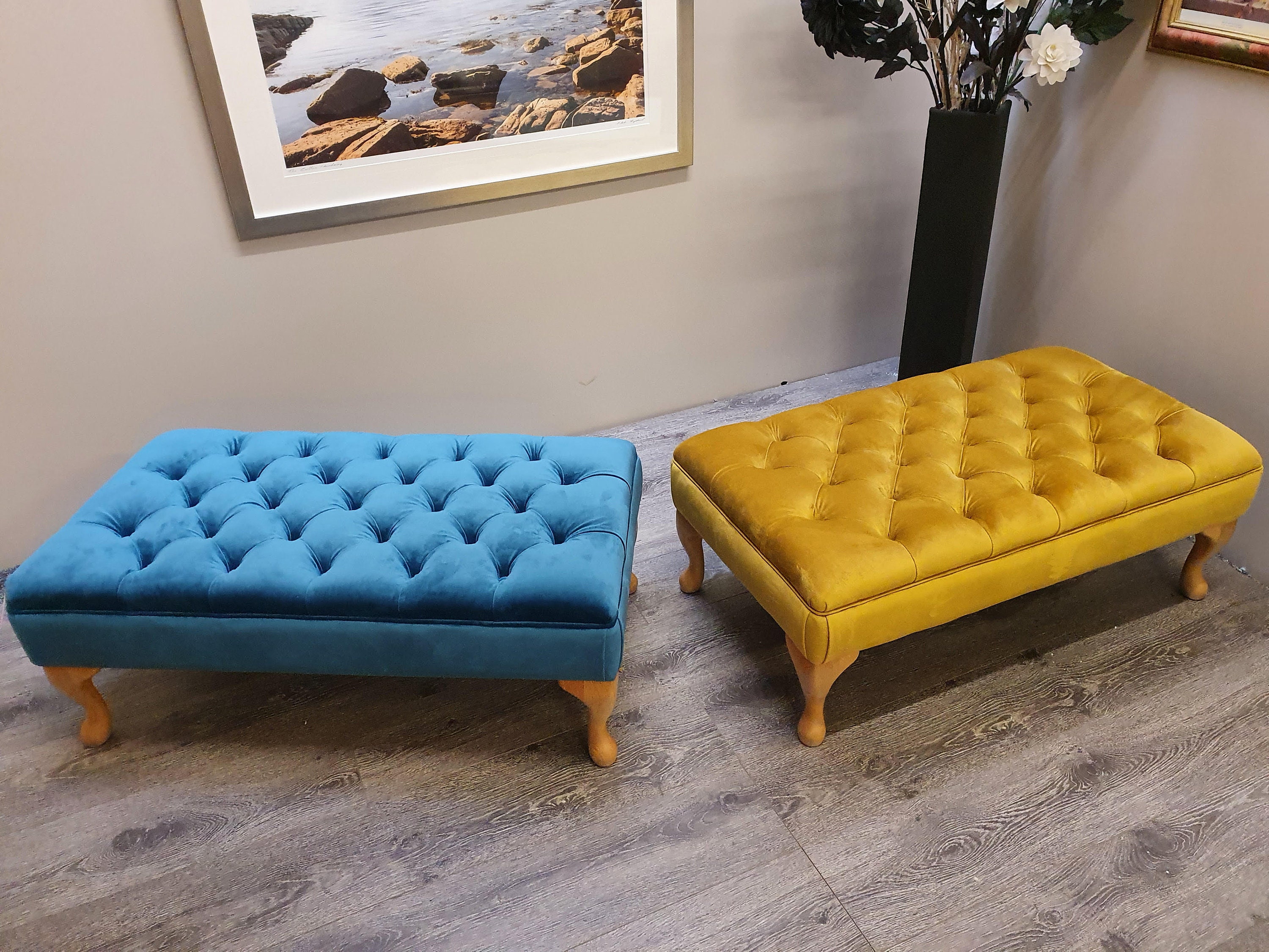 Quilted button pouffe deals