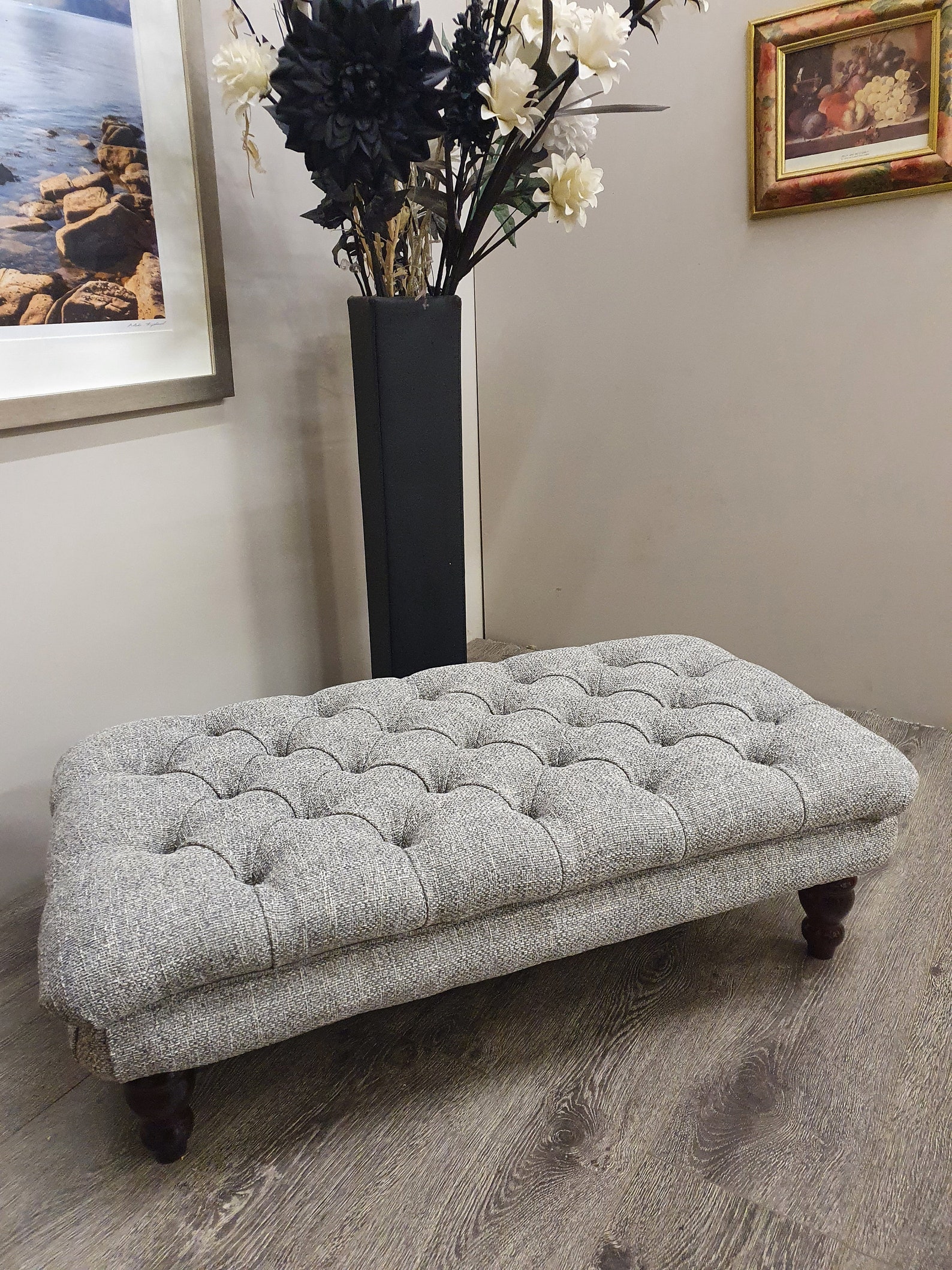 Chesterfield Style Deep Buttoned Footstool Coffee Table Multi Etsy UK