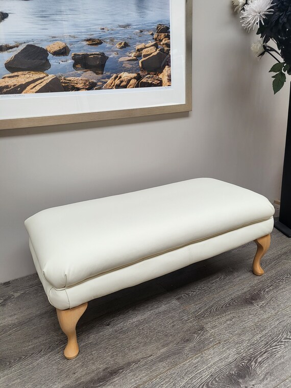 White leather 2024 ottoman coffee table
