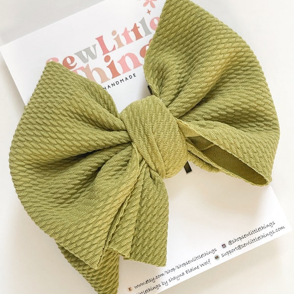 OLIVE BOW HEADWRP* Handmade | Big Bows | Stand Up Bows | Stretchy | Baby Headwraps | Baby Headbands | Baby Girl | Kids | Toddler | Hair Bows