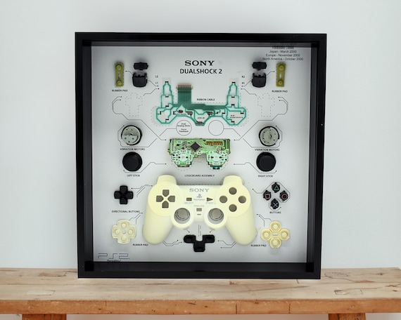 Framed White PS2 Dualshock Controller Art: Teardown Gamer Shadow