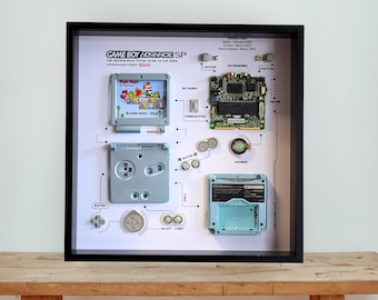 Oprawiona grafika z demontażu GameBoy Advance SP w kolorze arktycznym niebieskim: retro konsola do gier
