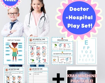 INSTANT DOWNLOAD! Doctor + Hospital Pretend Play Set | Homeschool Doctor's Office | Hospital Dramatic Play | Dress Up | Printable Activities