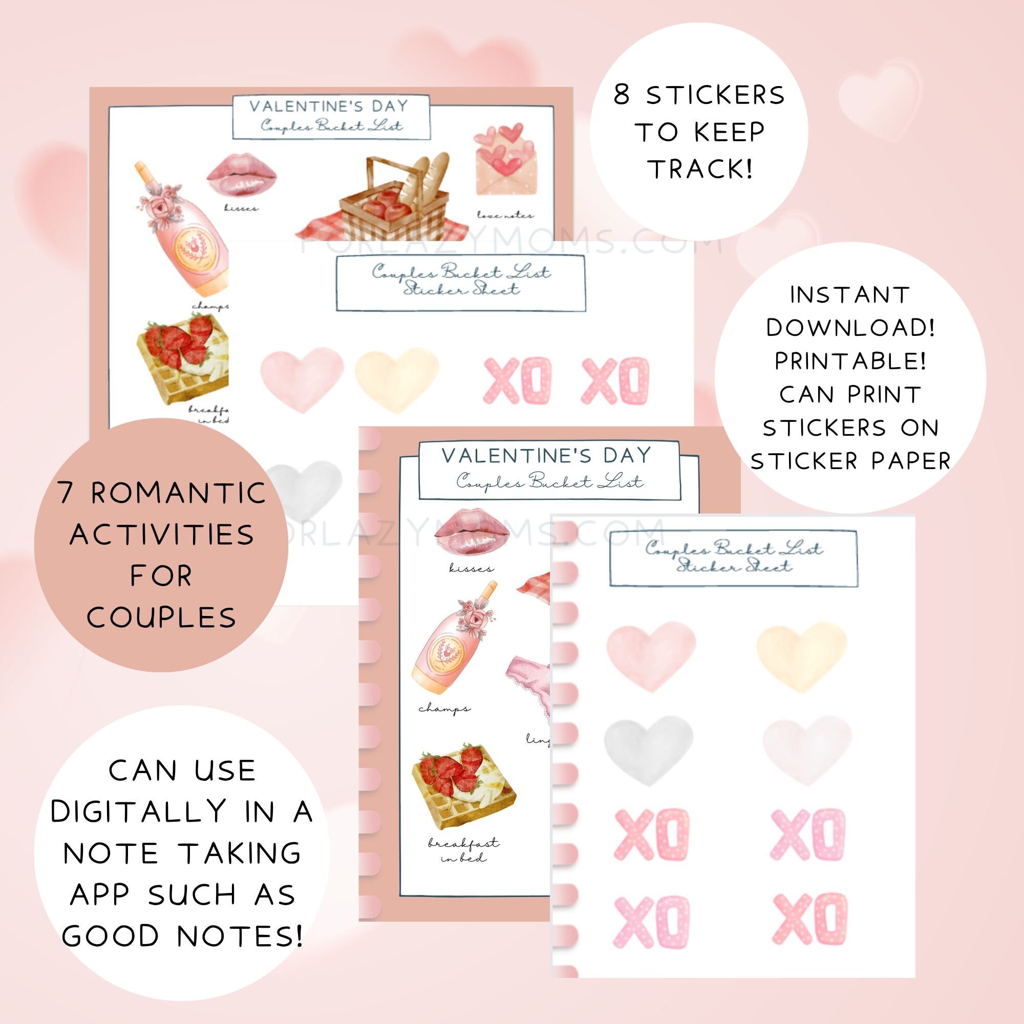 Printable Valentine's Day Bucket List for COUPLES Digital Journal Page Bucket List Date Night ...