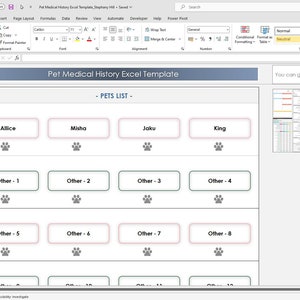 Pet Medical History Excel Template | Pet Health Tracker Excel ...