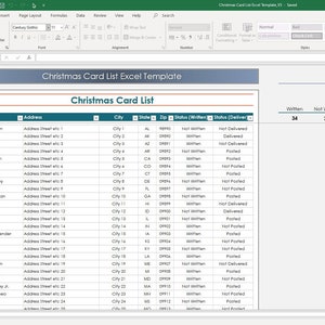 Szablon listy kartek świątecznych w programie Excel | Śledzenie kartek świątecznych | Planer kartek świątecznych