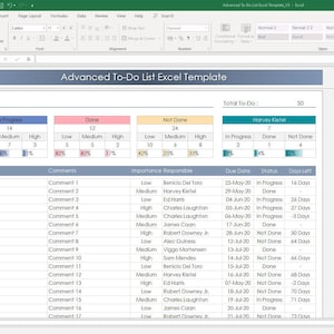 Advanced To-do List Excel Template Printable Planner To-do - Etsy Canada