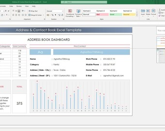 Address & Contact Book Excel Template Telephone Directory ...