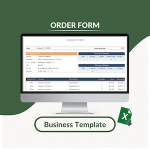 Order Form Excel Template: Small Business Tracker (Printable, Editable)