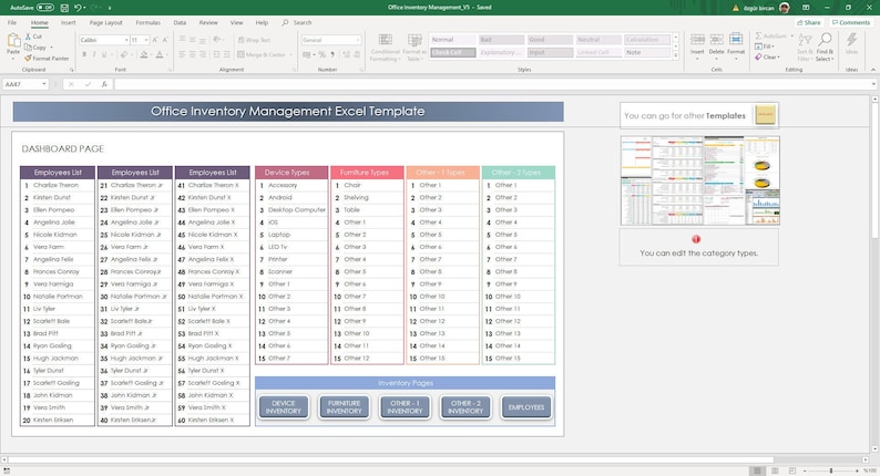 Office Inventory Tracking Office Inventory Management Excel Template: Supplies & Equipment ...