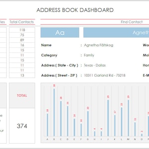 Address & Contact Book Excel Template Telephone Directory Address Phone ...