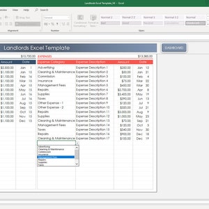 May include: A spreadsheet template for landlords to track income and expenses. The spreadsheet includes columns for income category, paying, amount, date, expense category, expense description, amount, and date. The spreadsheet is titled "Landlords Excel Template".