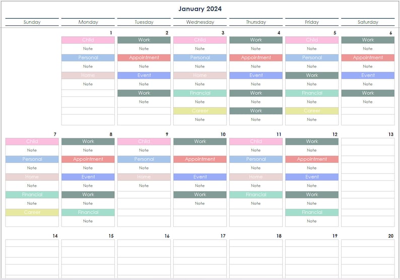 "Excel 2026 calendar spreadsheet for planning and scheduling"