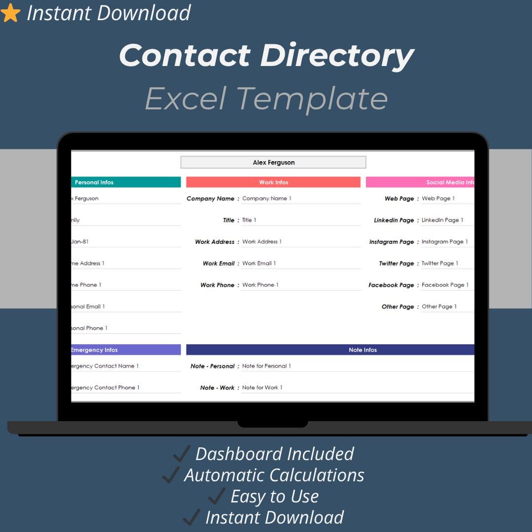Contact Directory Excel Template